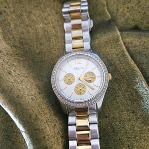 Relic Two-Tone Silver and Gold Watch
